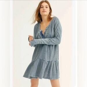 Free people blue Jolene mini dress. Size medium